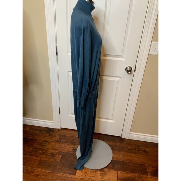 Brunello Cucinelli Blue Cashmere Knit Long Sleeve High Neck Jumpsuit, Size Large - Picture 5 of 11